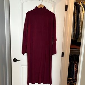 Tuckernuck Mock Neck Long Sleeve Knit Dress in Burgundy